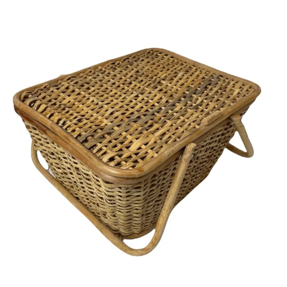Vintage Picnic Basket Hand Woven Romantic Decor Large Hand Crafted High Quality